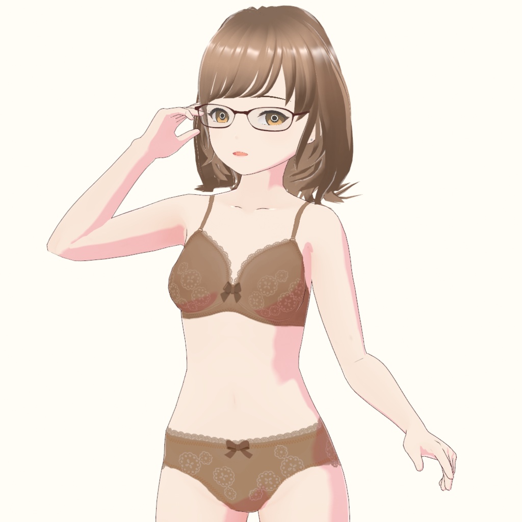 【VRoid】リボンとレースのブラ&ショーツセット