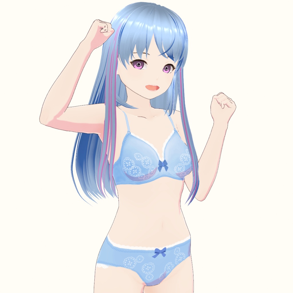 【VRoid】リボンとレースのブラ&ショーツセット