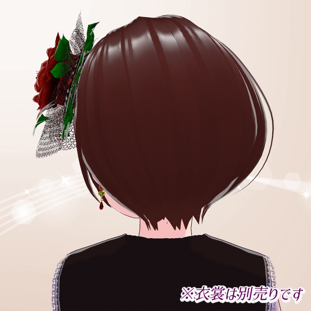 【VRoid】薔薇のコサージュの髪飾り
