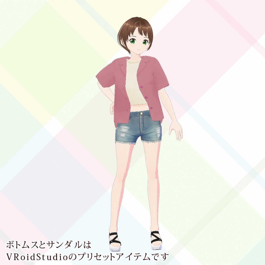 【VRoid】オープンカラーシャツ5色セット