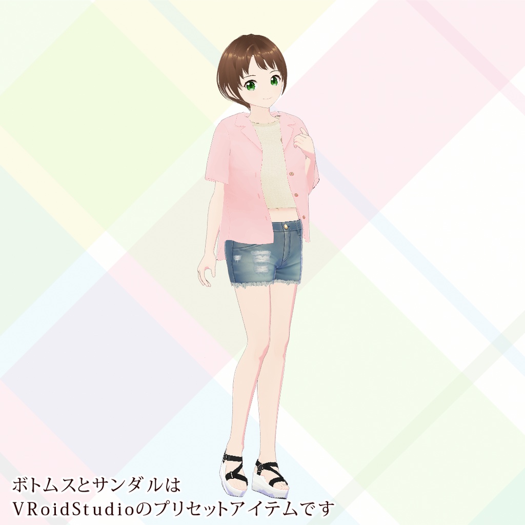 【VRoid】オープンカラーシャツ5色セット