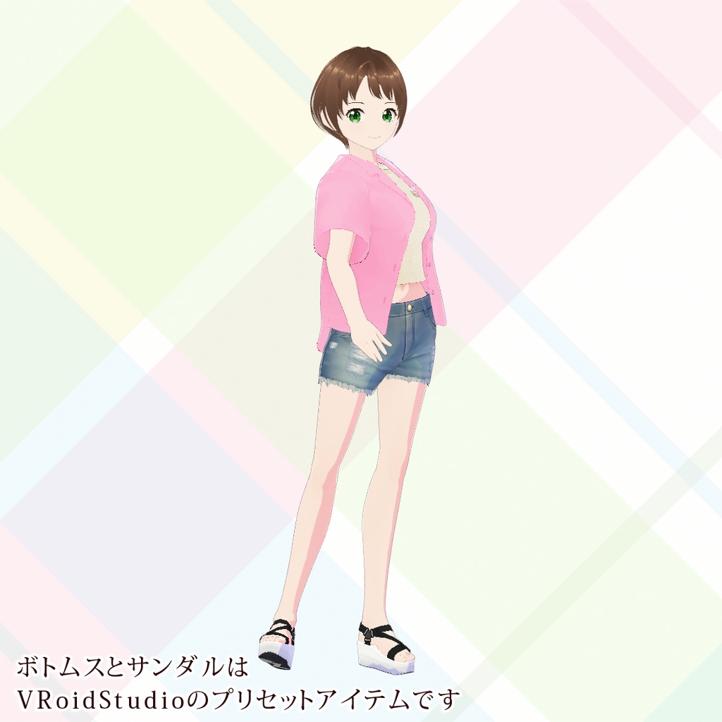 【VRoid】オープンカラーシャツ5色セット