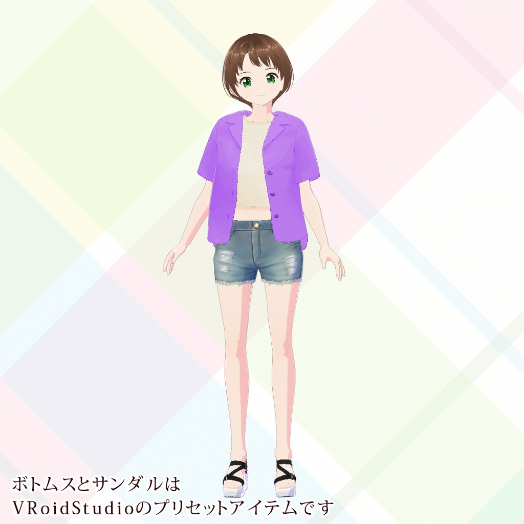 【VRoid】オープンカラーシャツ5色セット