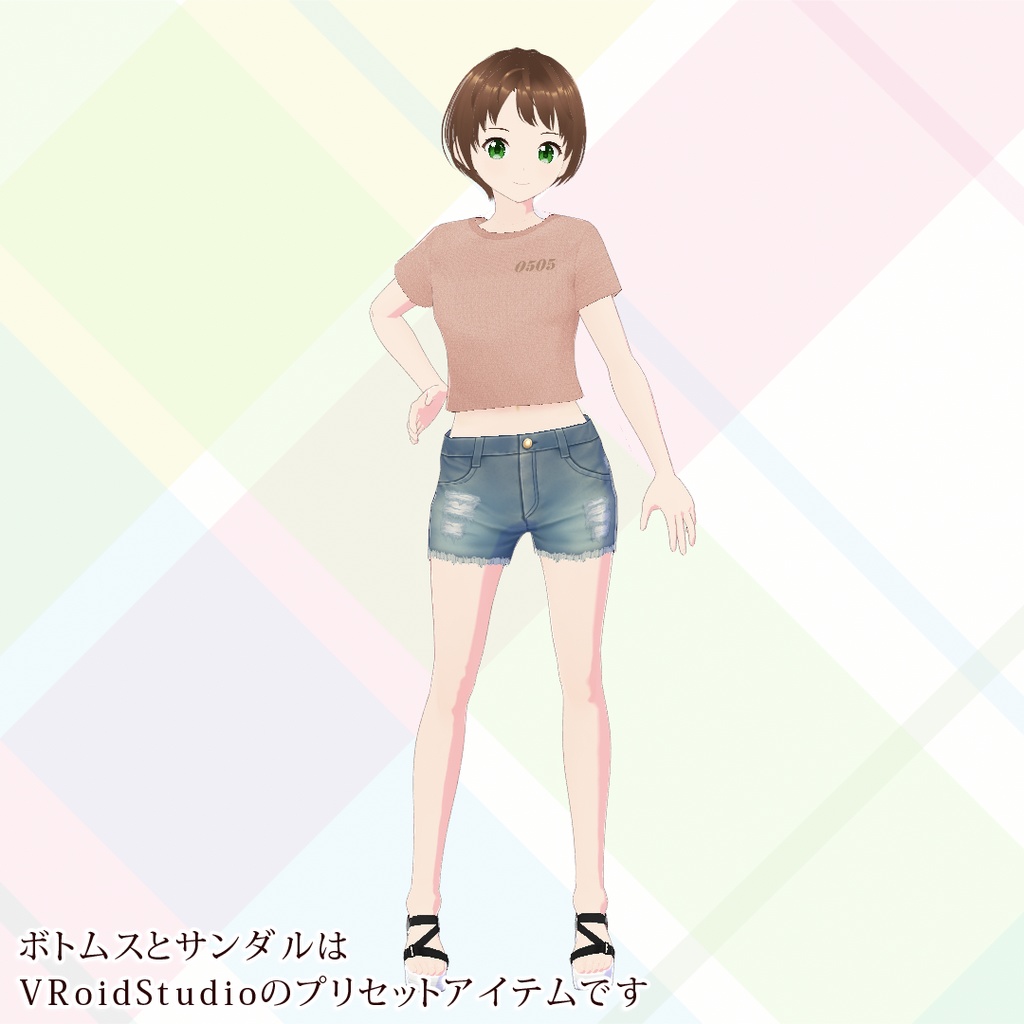 【VRoid】クロップドTシャツ5色セット