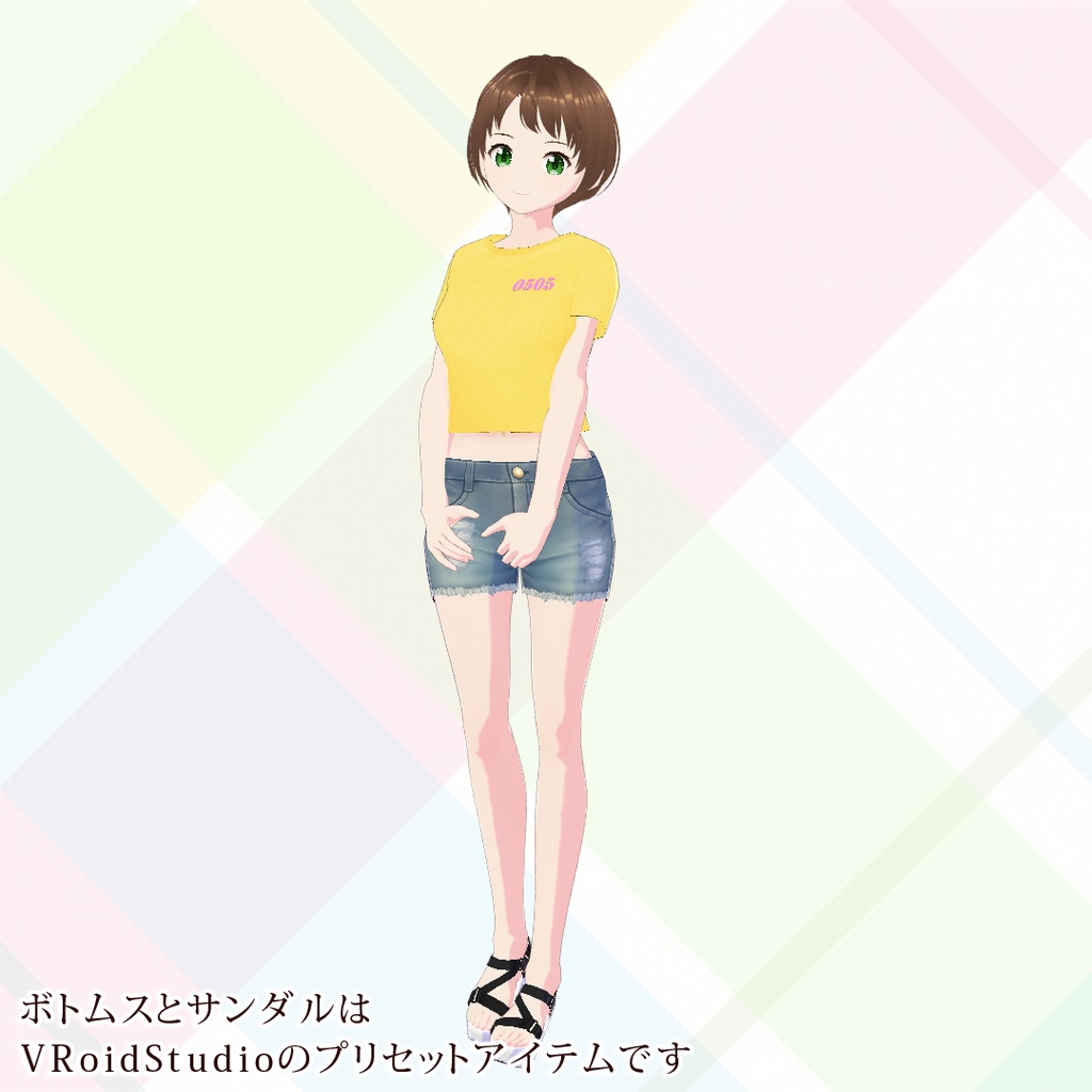 【VRoid】クロップドTシャツ5色セット