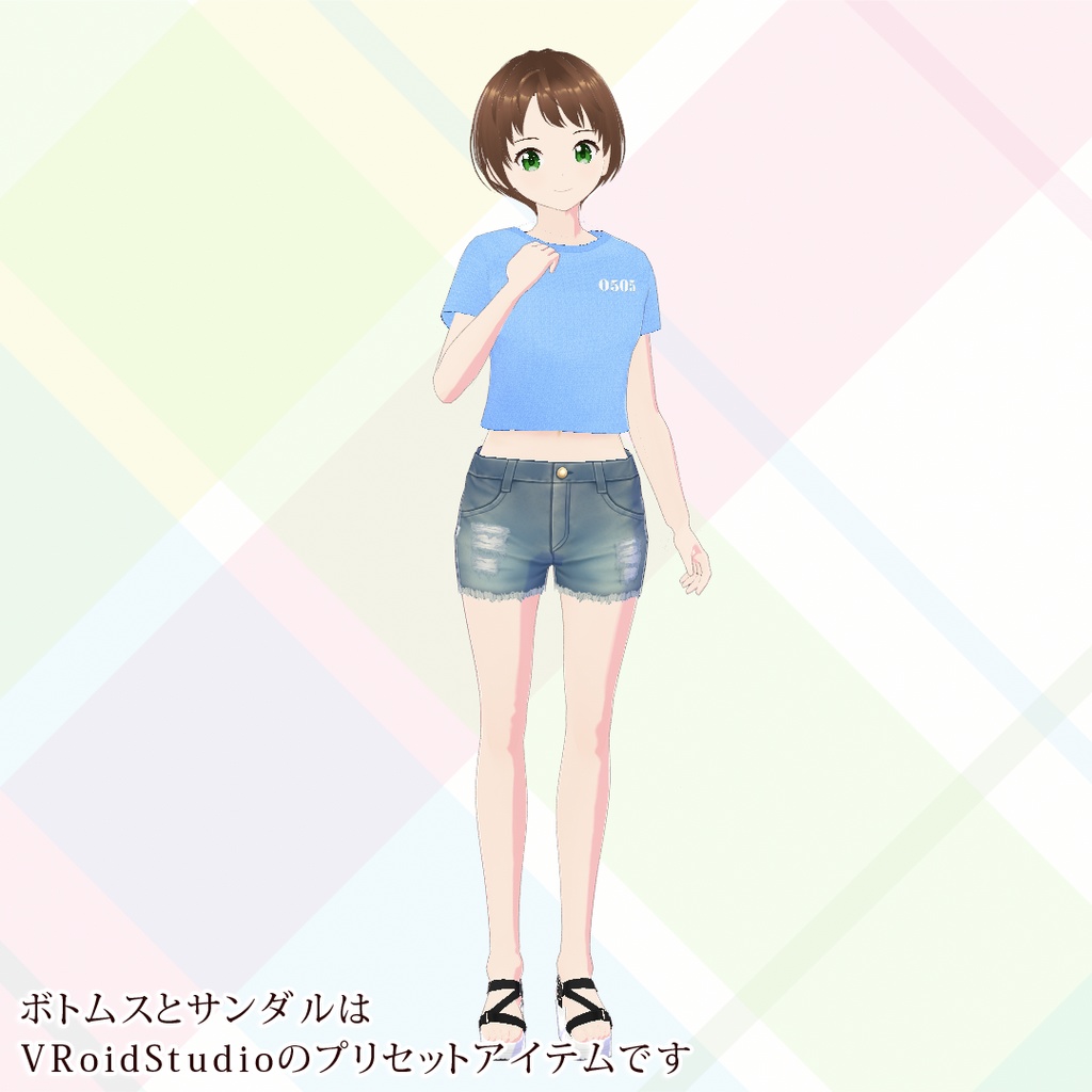 【VRoid】クロップドTシャツ5色セット