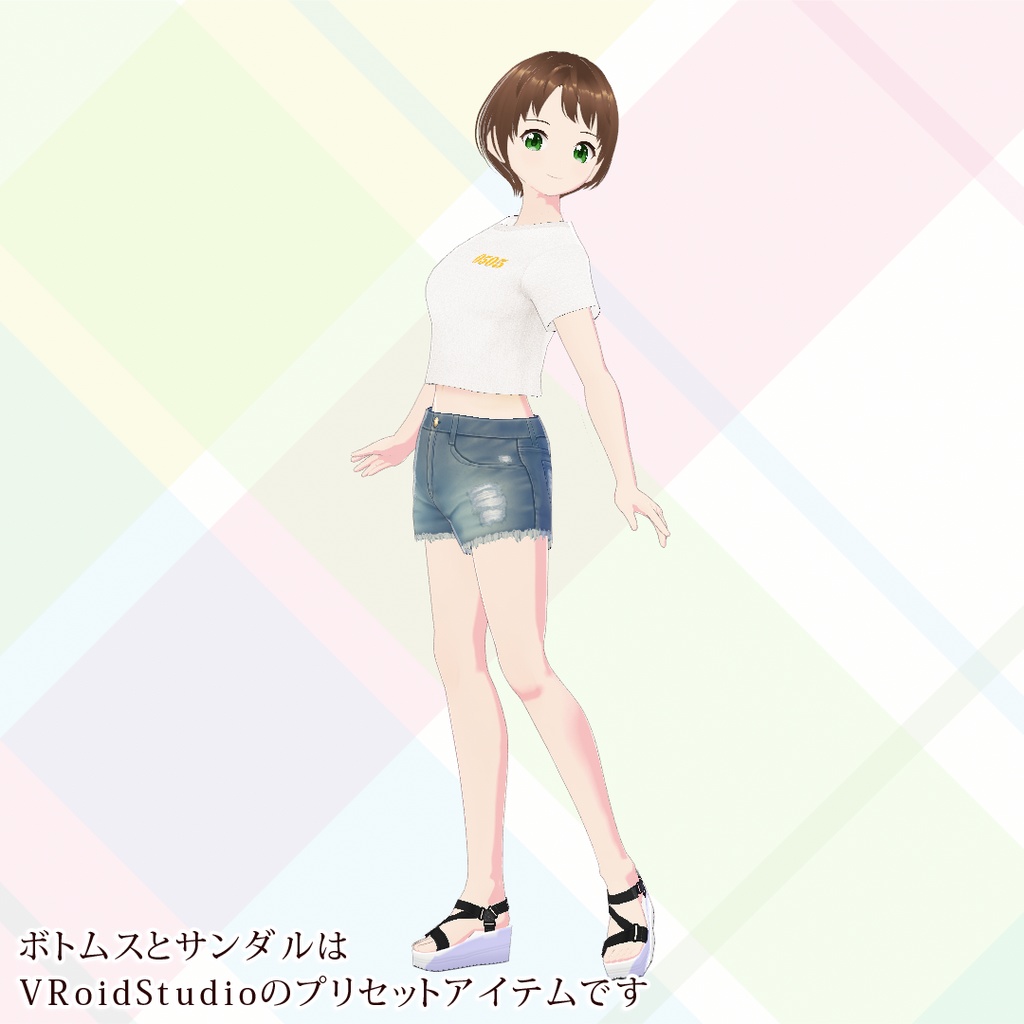 【VRoid】クロップドTシャツ5色セット