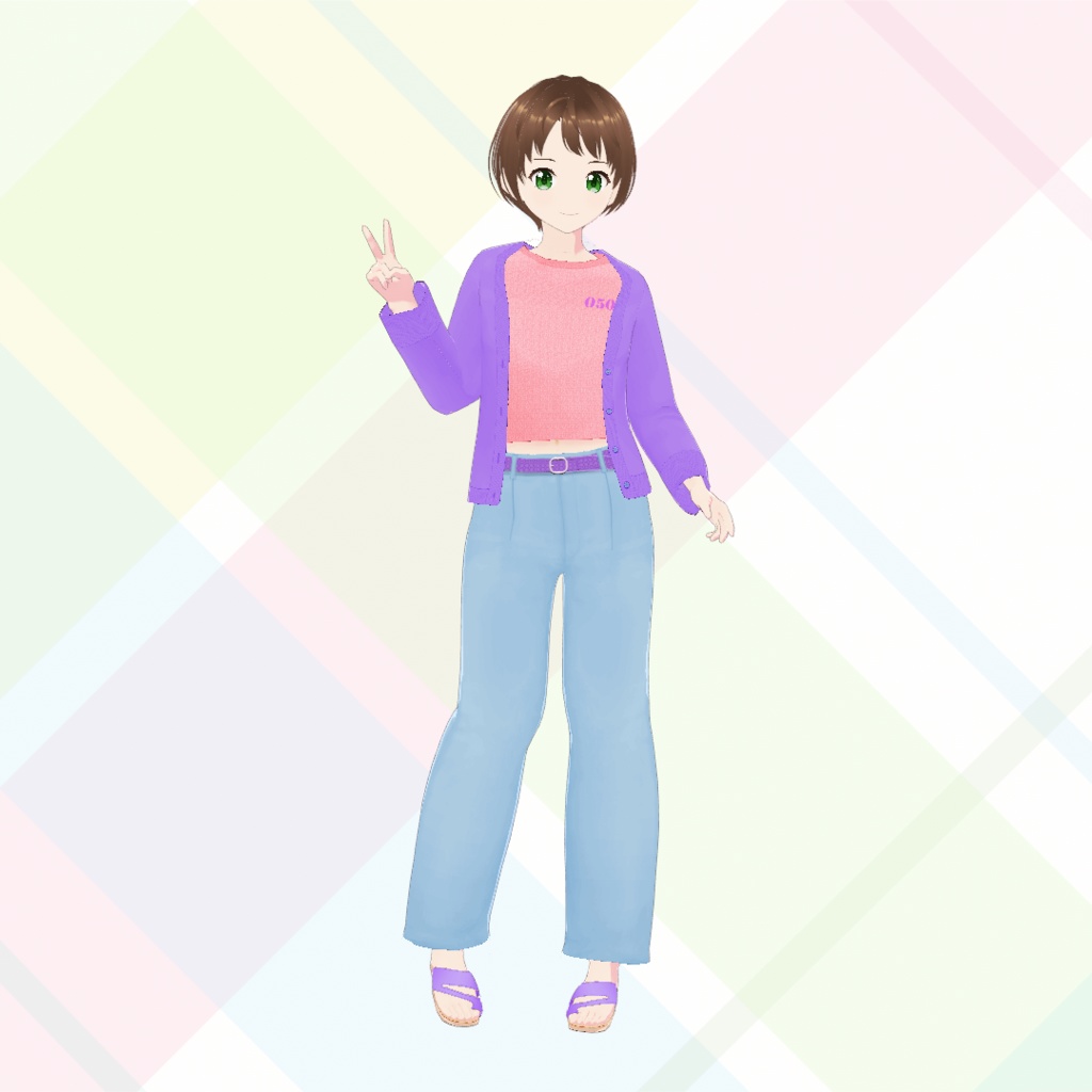 【VRoid】前開きカーディガン5色セット