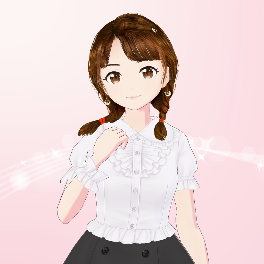 【VRoid】三つ編みおさげ・ヘアメイクセット