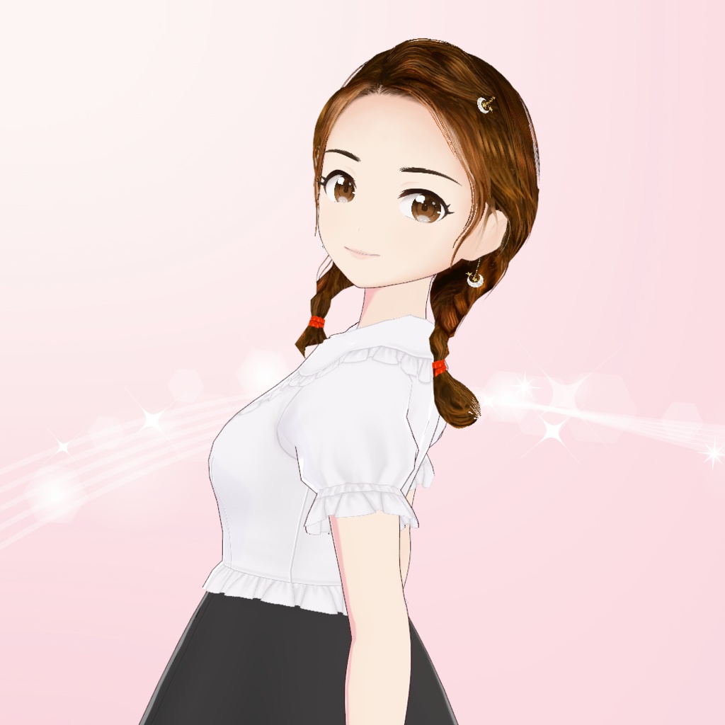 【VRoid】三つ編みおさげ・ヘアメイクセット