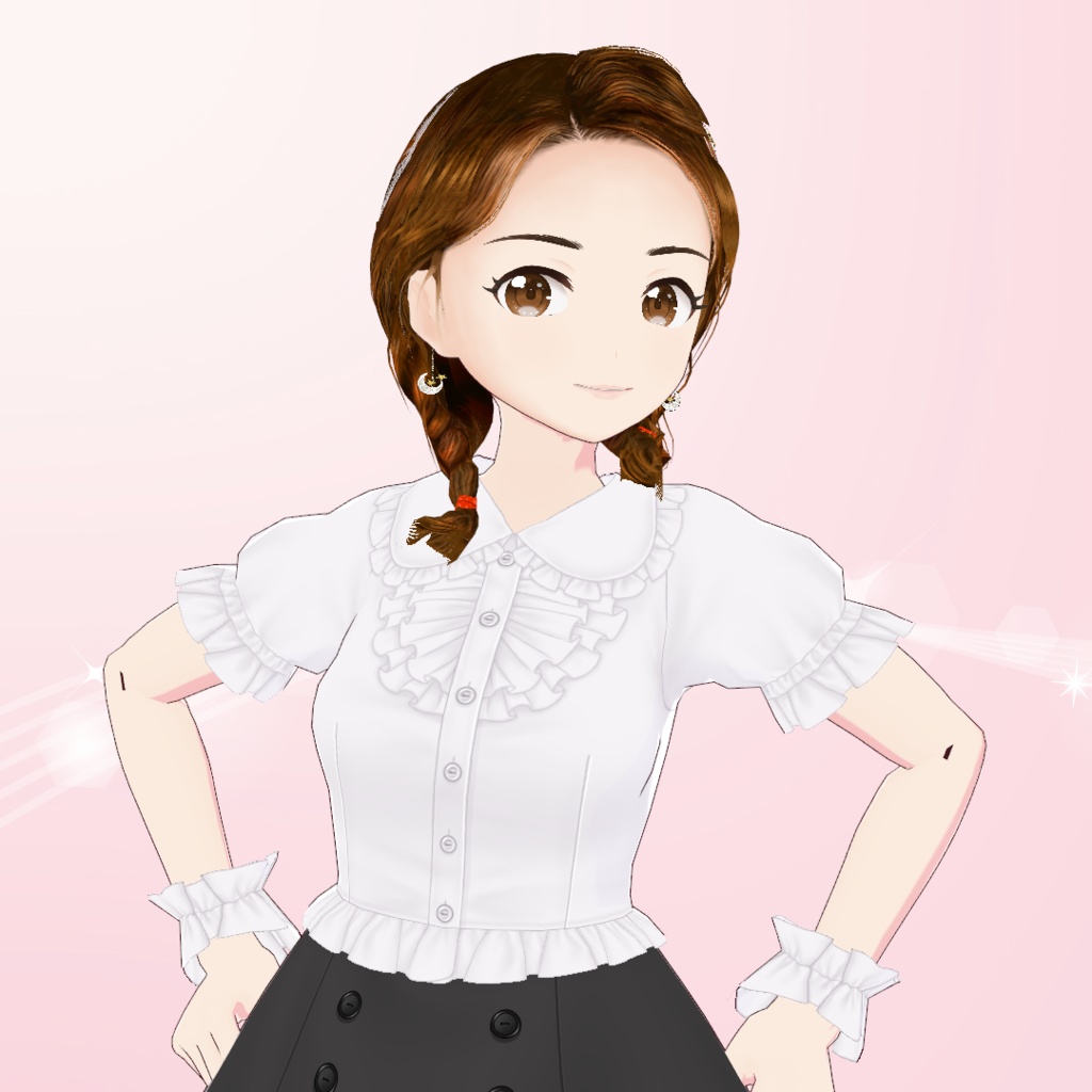 【VRoid】三つ編みおさげ・ヘアメイクセット