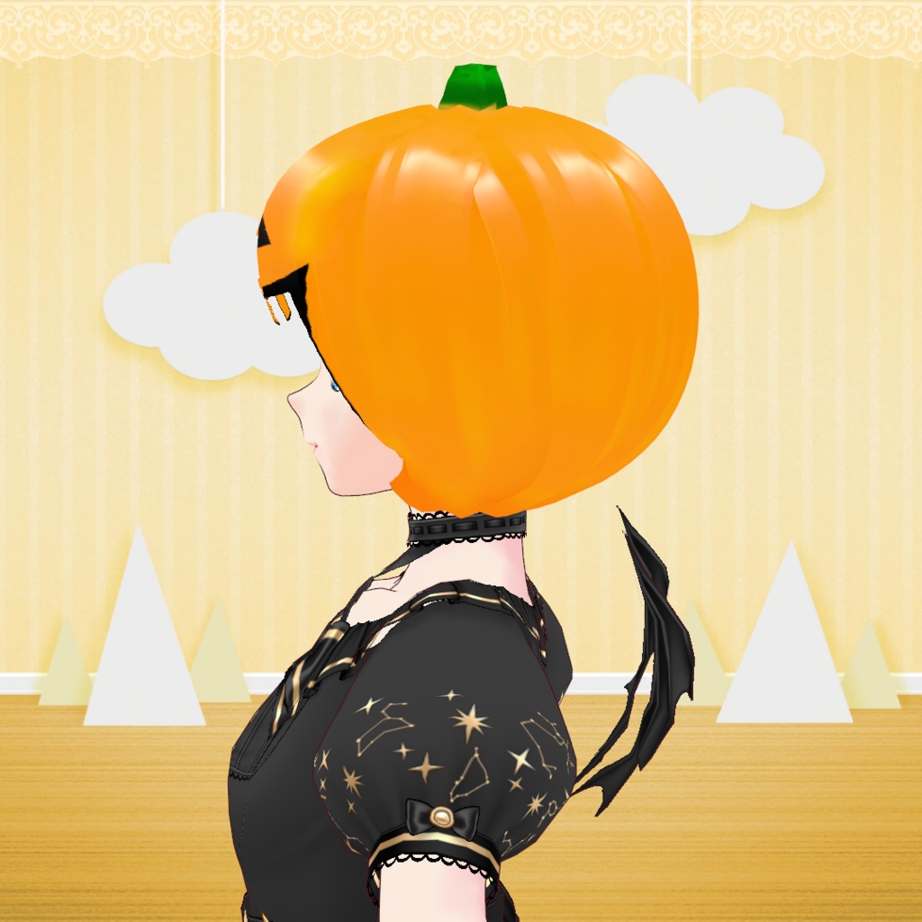 【VRoid】ハロウィン・カボチャの被り物 (Jack-o'-lantern headgear)