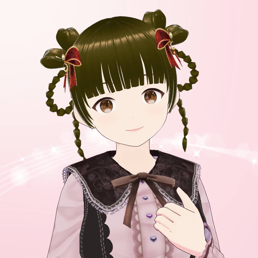 【VRoid】真珠とリボンの髪飾り (Pearl and ribbon hair ornament)