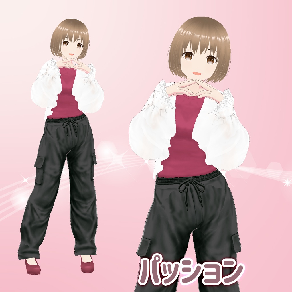 【VRoid】カーゴパンツの甘辛コーデセット