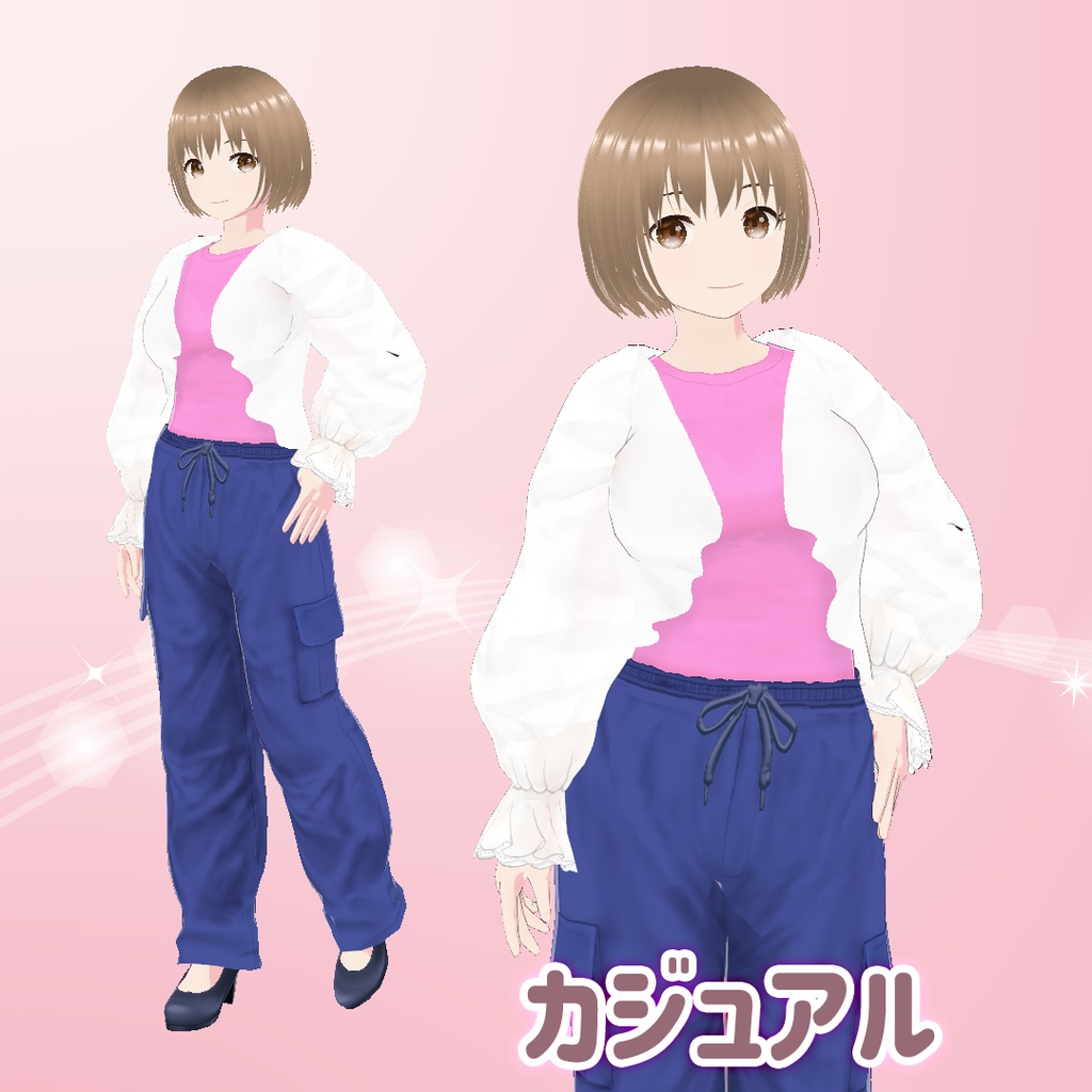【VRoid】カーゴパンツの甘辛コーデセット