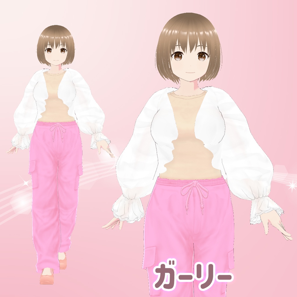 【VRoid】カーゴパンツの甘辛コーデセット