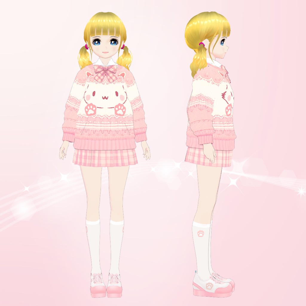 【VRoid】猫ちゃんセーターコーデセット
