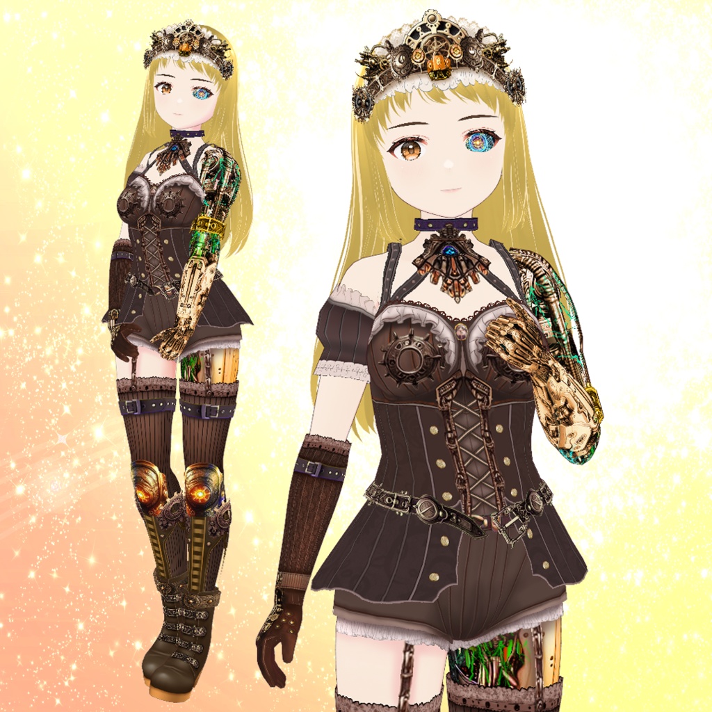 【VRoid】機械少女・スチームパンク転生セット
