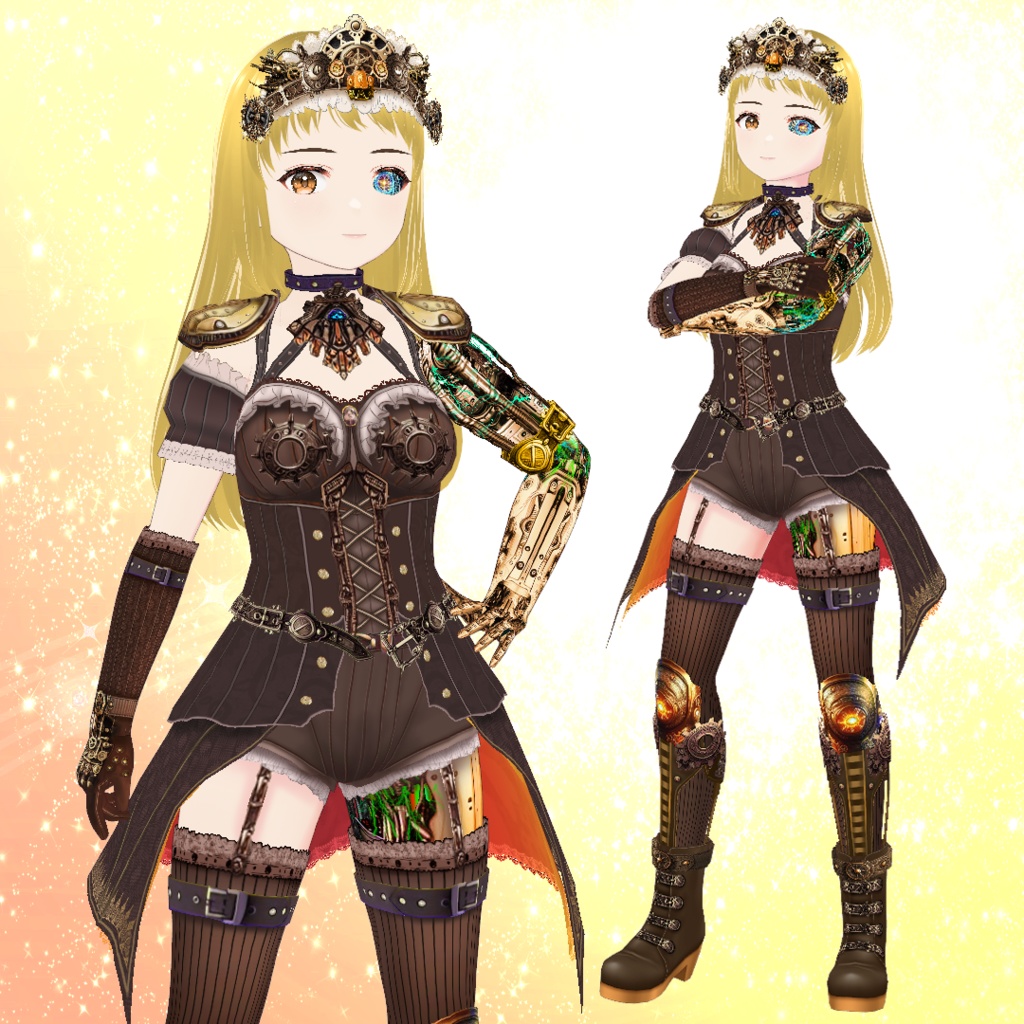 【VRoid】機械少女・スチームパンク転生セット