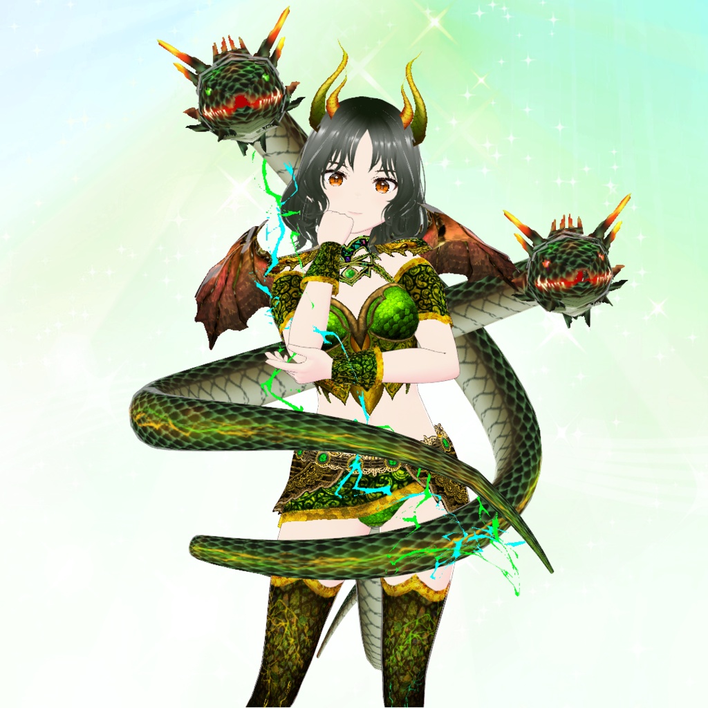 【VRoid】緑銅の蛇神衣装セット