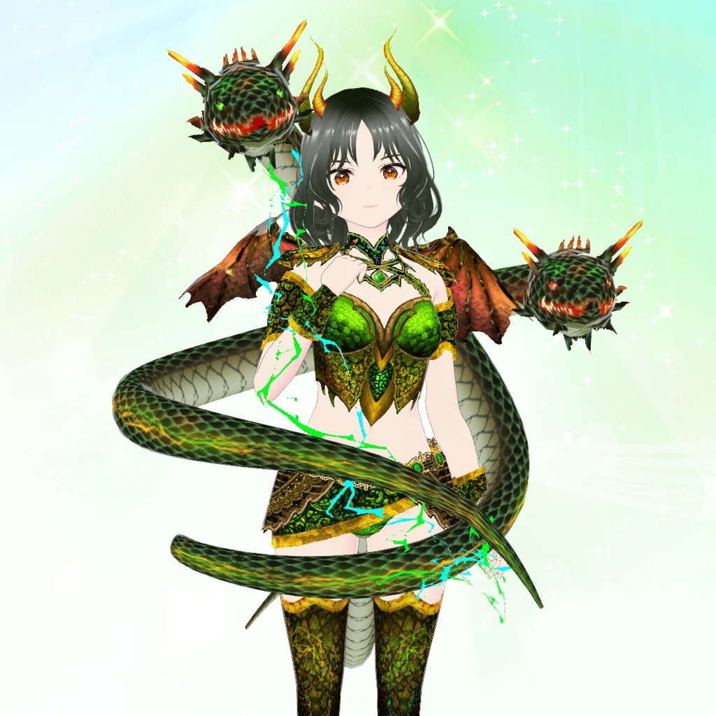 【VRoid】緑銅の蛇神衣装セット