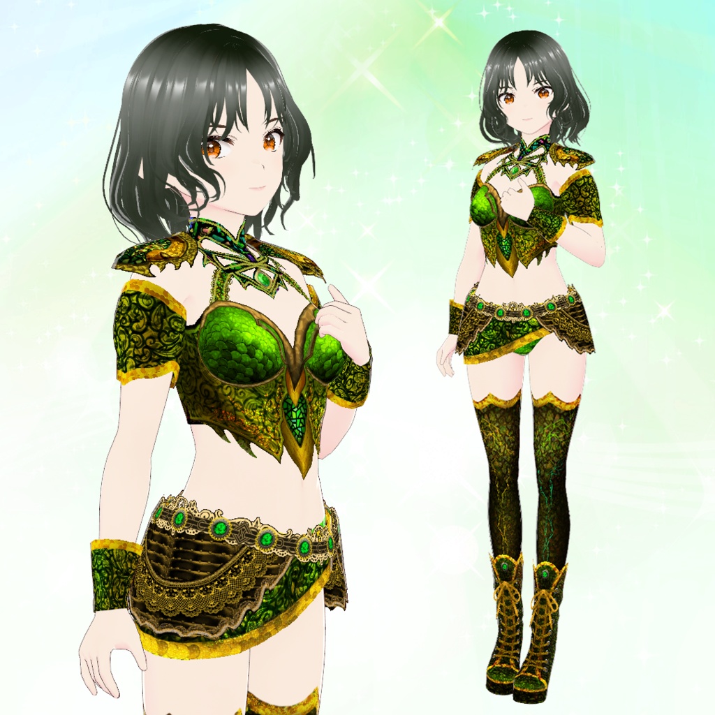 【VRoid】緑銅の蛇神衣装セット