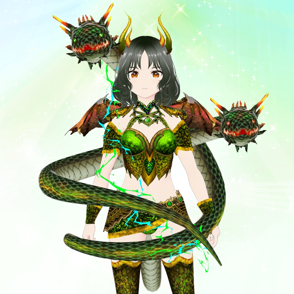 【VRoid】緑銅の蛇神衣装セット