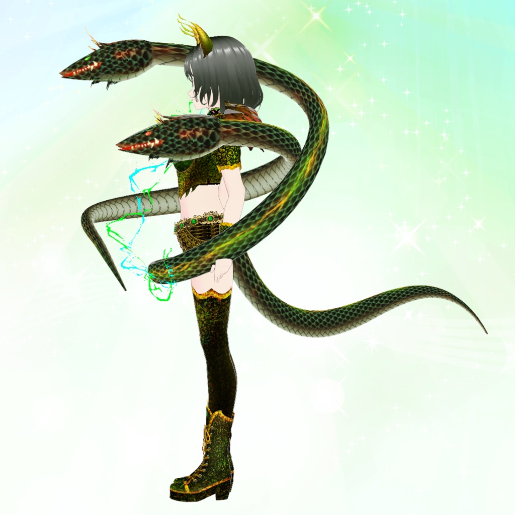 【VRoid】緑銅の蛇神衣装セット