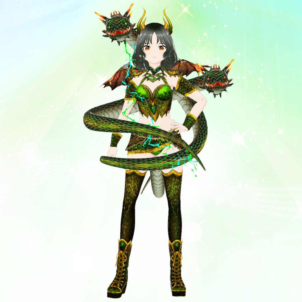 【VRoid】緑銅の蛇神衣装セット