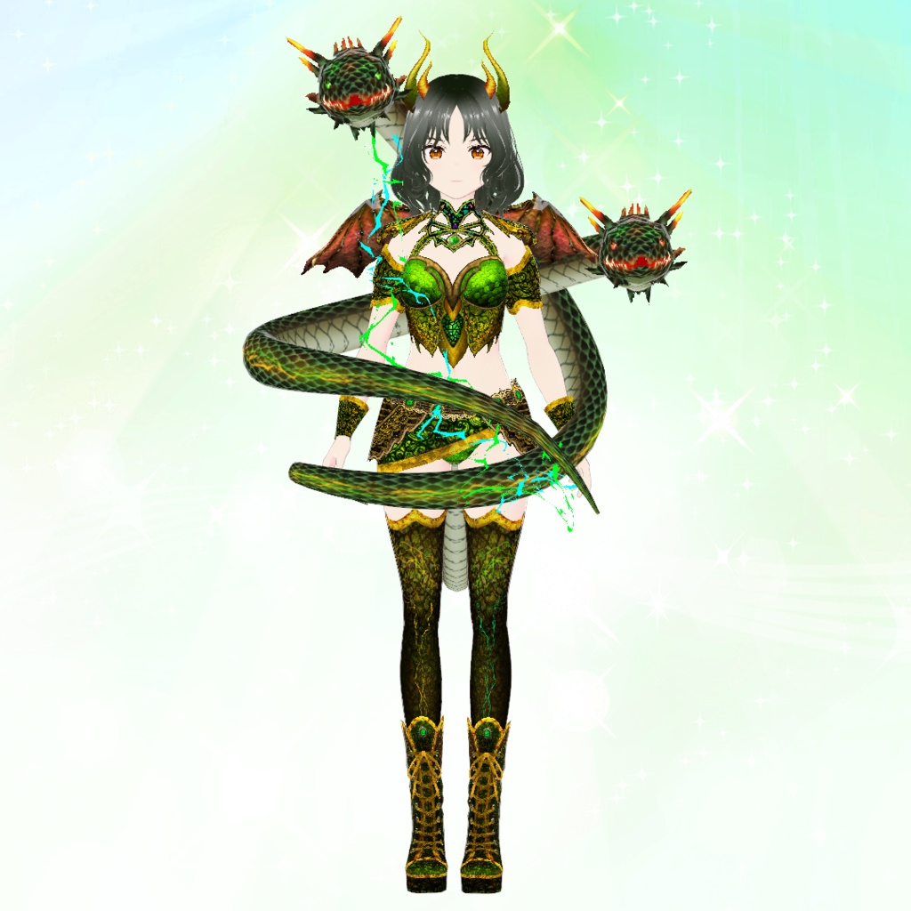 【VRoid】緑銅の蛇神衣装セット