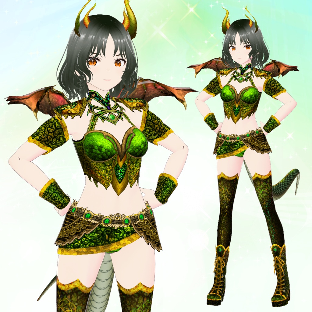 【VRoid】緑銅の蛇神衣装セット