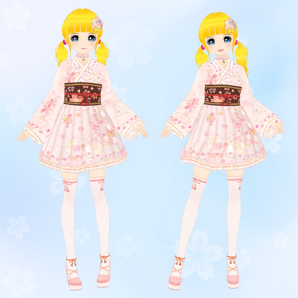 【VRoid】フローラル和風ドレス