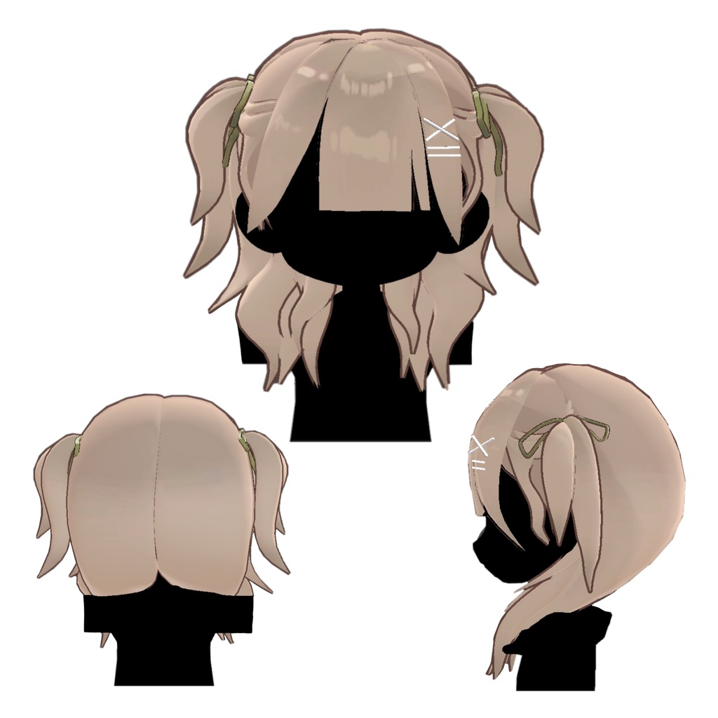 【キプフェル / Kipfel対応 VRC Hair】無料/freeアイドルハーフツイン