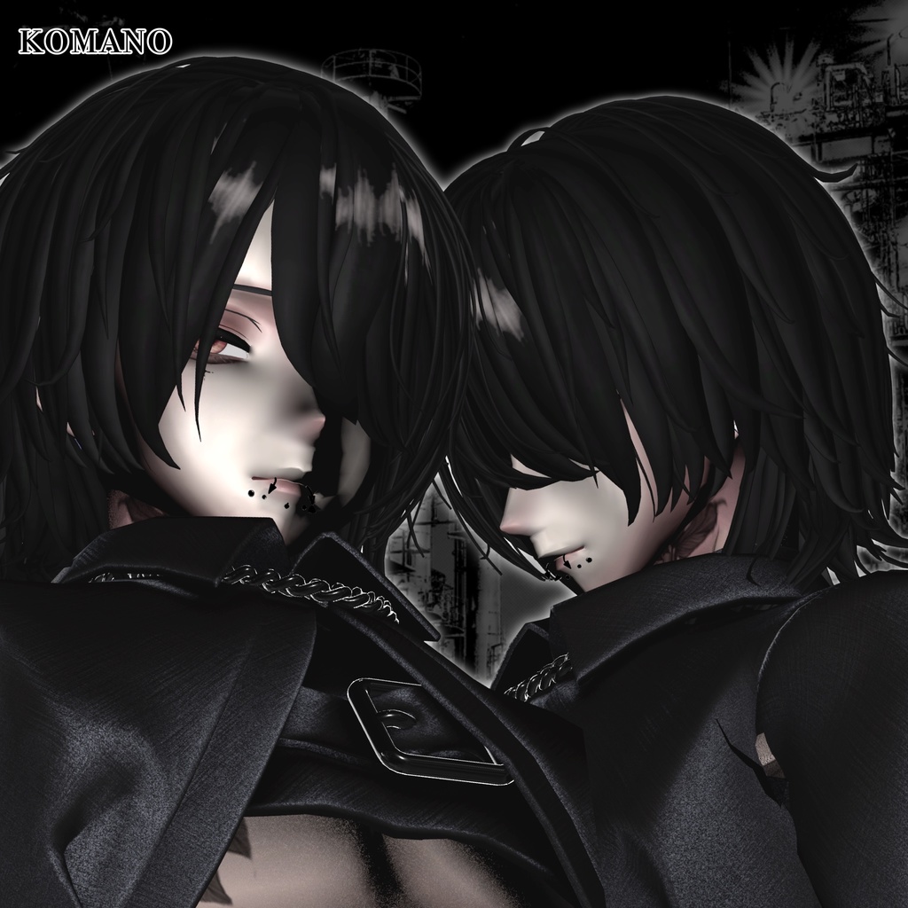 🐺期間限定無料🐺【3avatars【 VRC Hair】 V wolf & mouth piercing (狛乃/くうた/キプフェル)