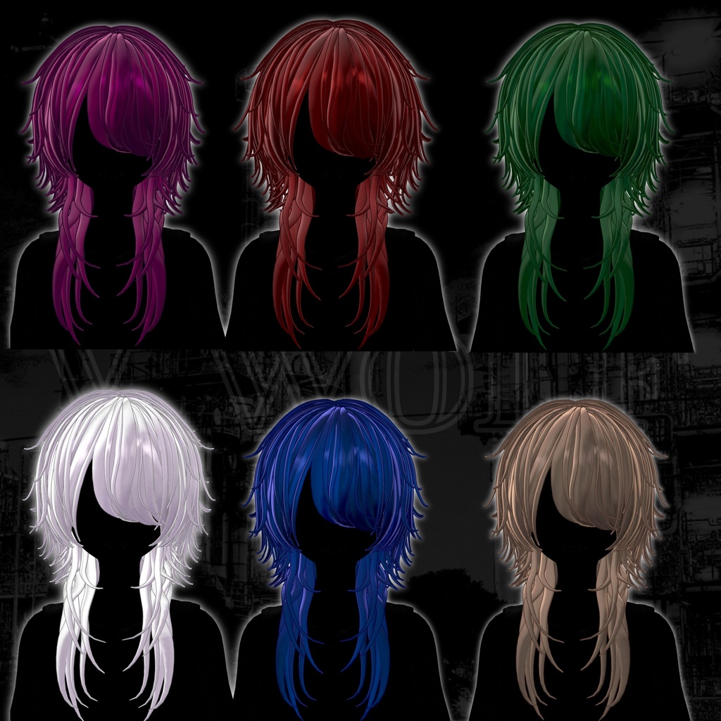 🐺期間限定無料🐺【3avatars【 VRC Hair】 V wolf & mouth piercing (狛乃/くうた/キプフェル)