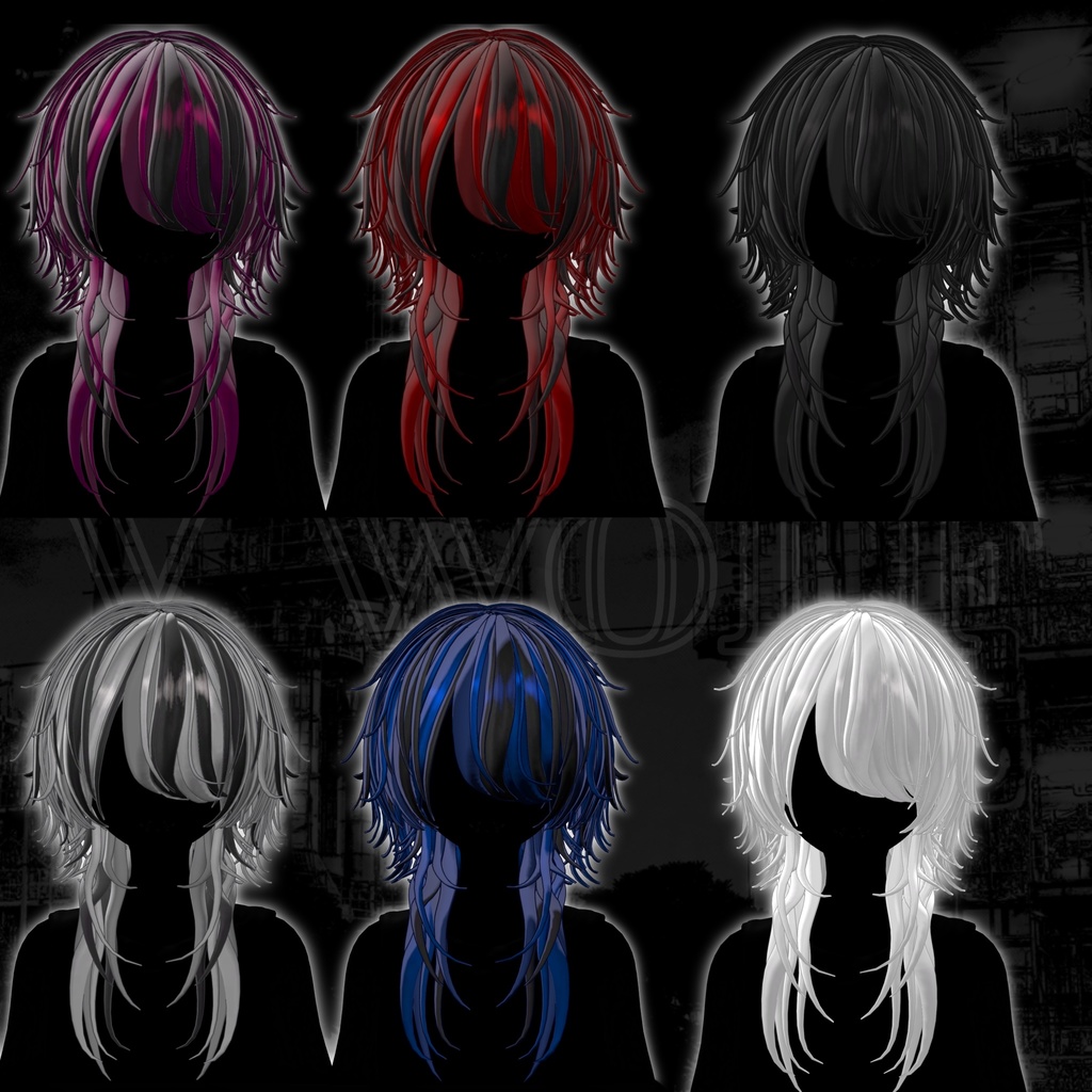 🐺期間限定無料🐺【3avatars【 VRC Hair】 V wolf & mouth piercing (狛乃/くうた/キプフェル)
