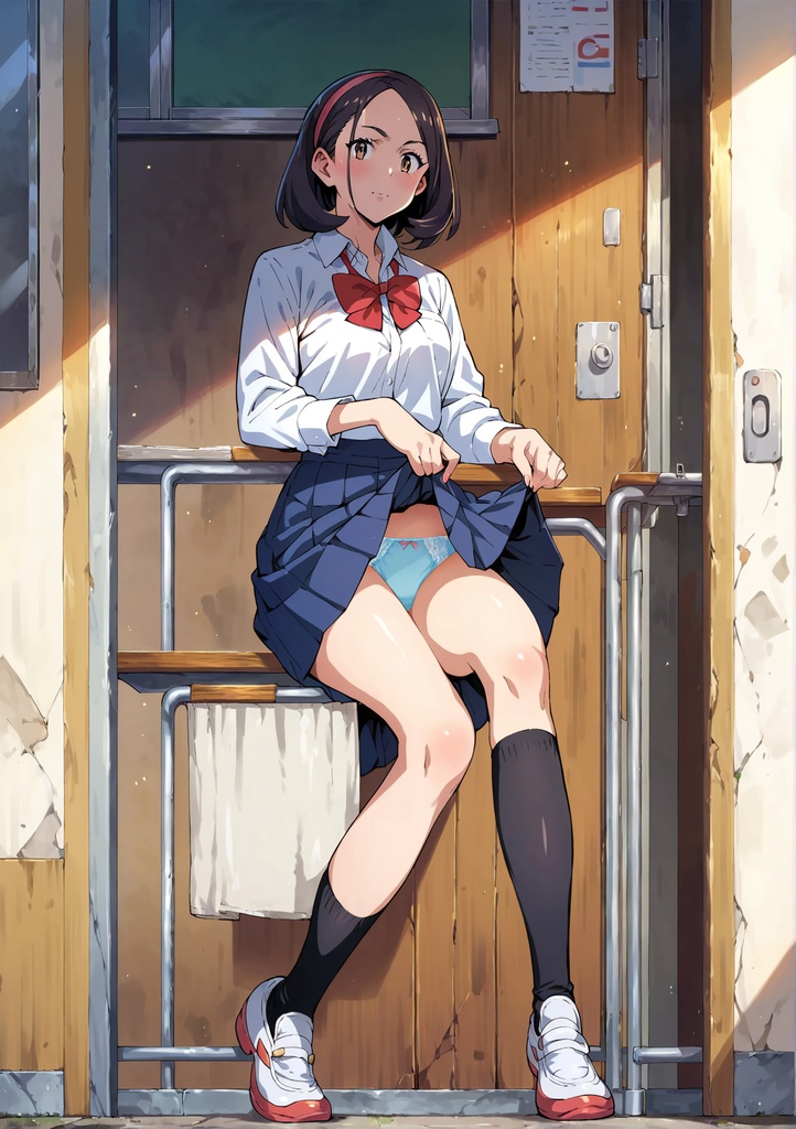 ポ〇モン風の制服JKがスカートたくし上げてパンツ見せてくれました【イラスト集】