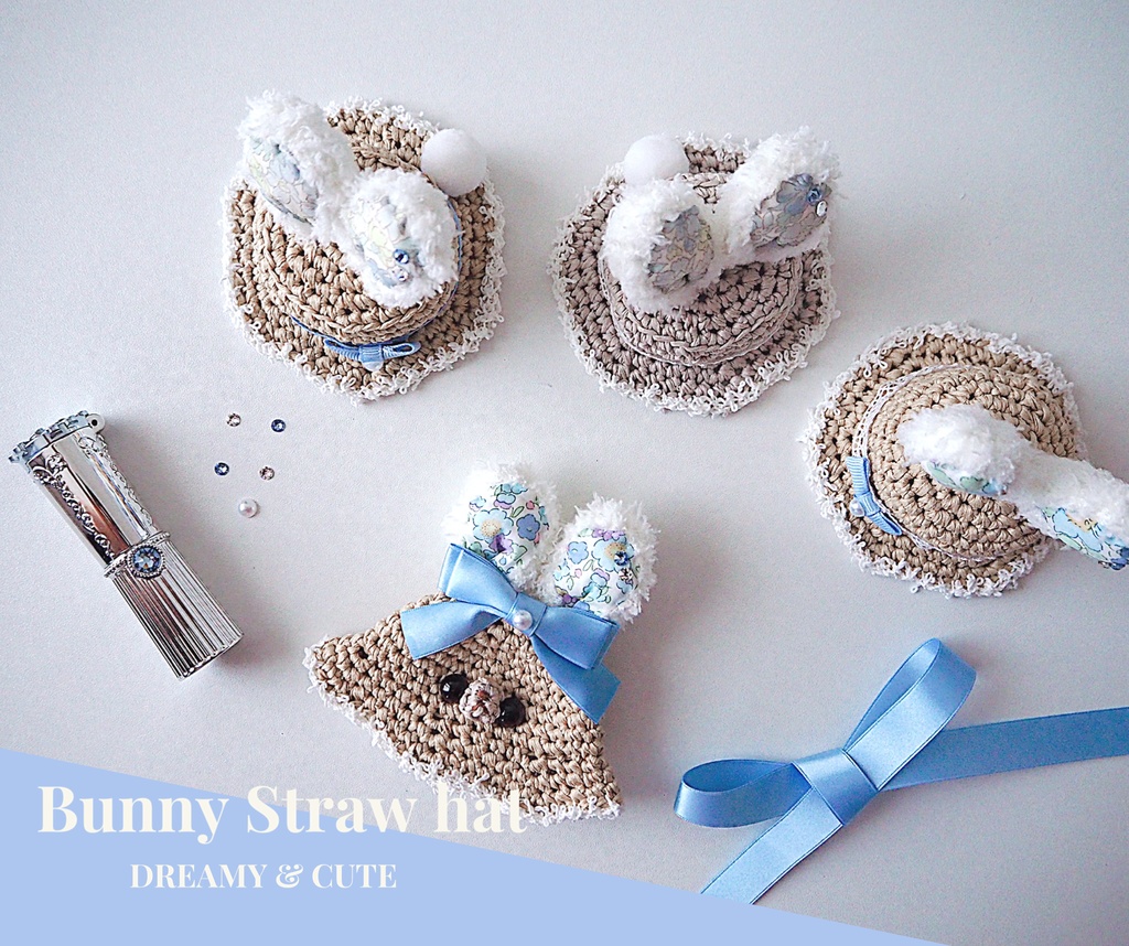 Bunny Straw hat(blue)