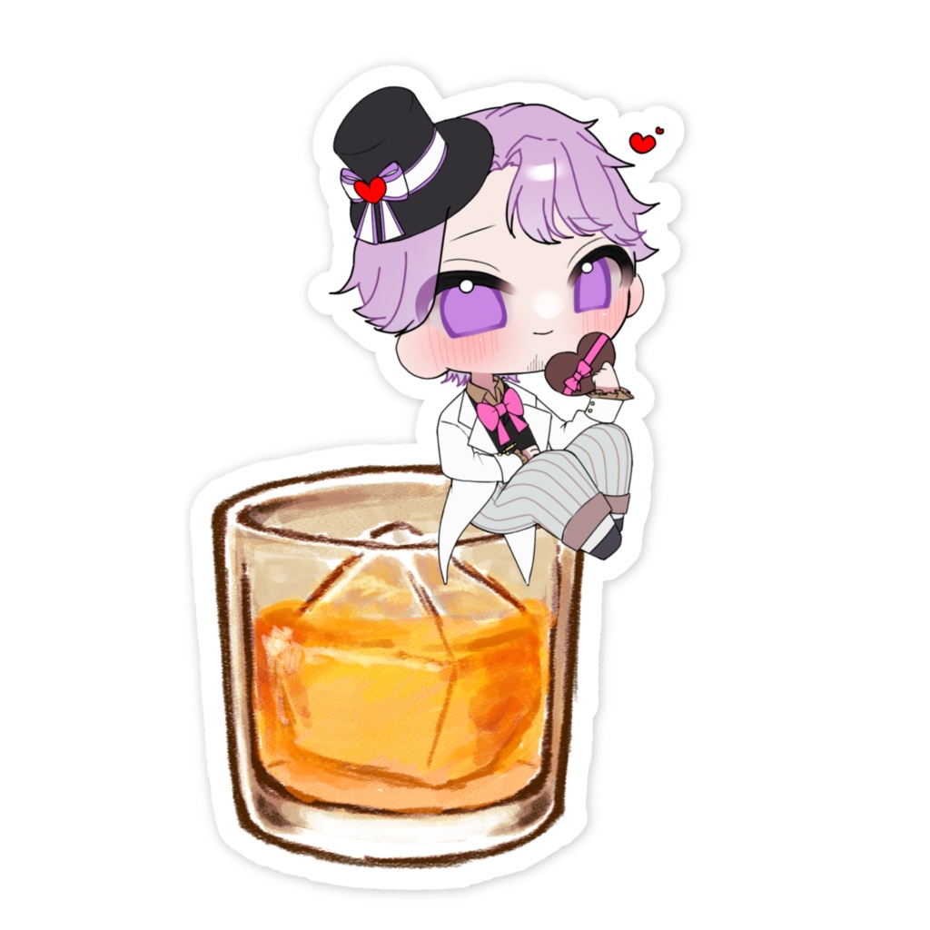 ロックグラス腰掛けろっくさんスマホステッカー