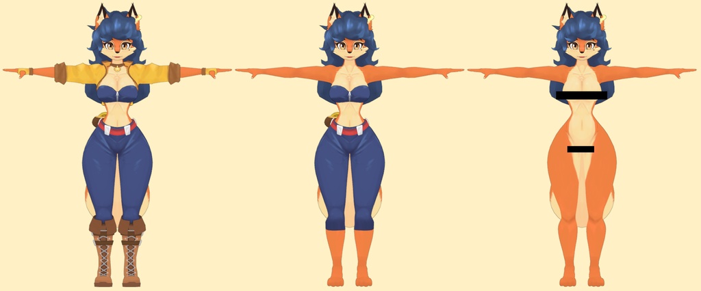 Inspector Fox VRChat Full Body Tracking 3D Model