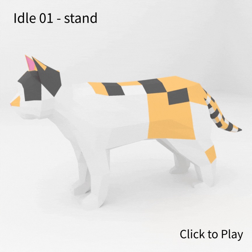 【VRC追従ペット】ローポリ猫【Lowpoly Cat】