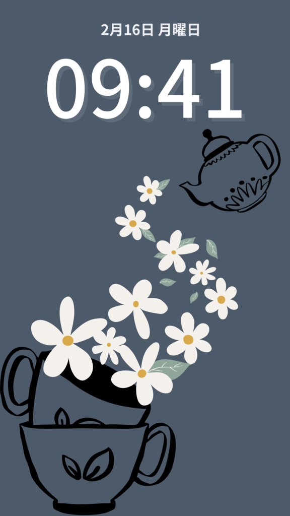 【スマホ壁紙】Color Series|ティータイム〈スモーキーネイビー〉