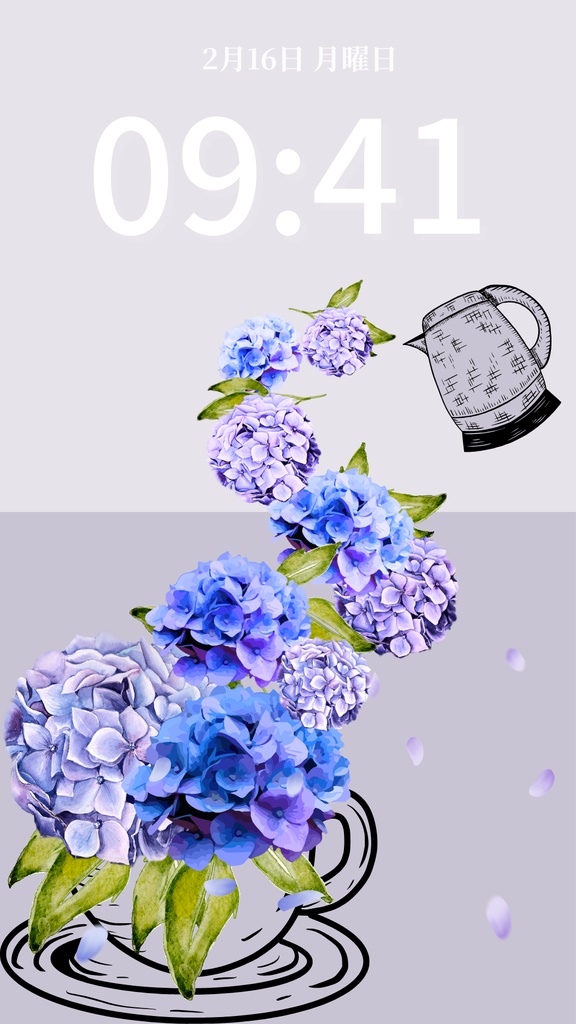 夏ティータイム|ラベンダーグレー|夏のスマートフォン壁紙(Season Series)