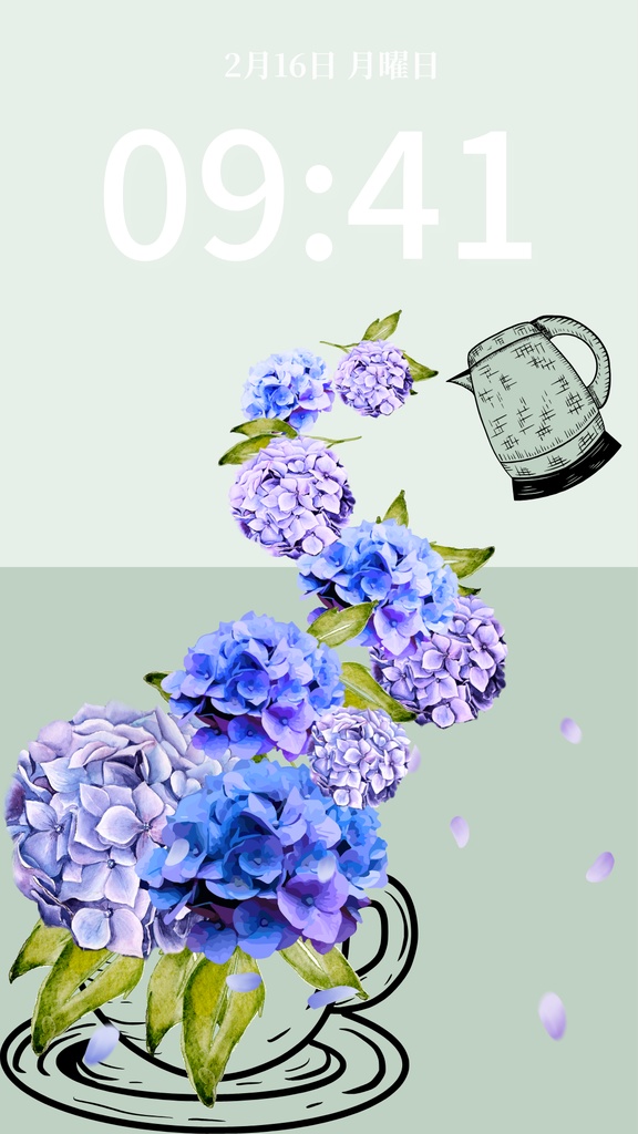 夏ティータイム|セージグリーン|夏のスマートフォン壁紙(Season Series)