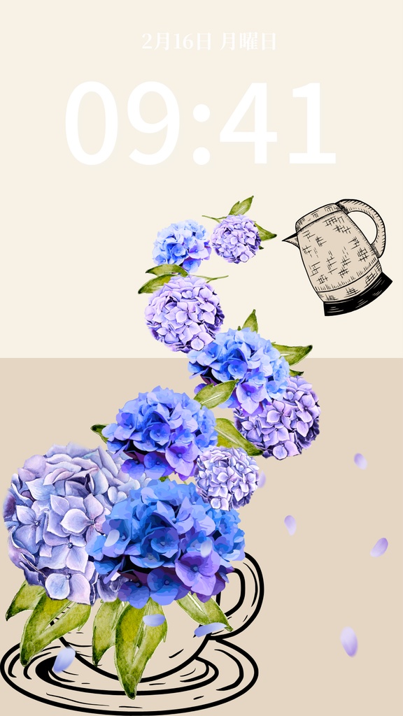 夏ティータイム|クリームベージュ|夏のスマートフォン壁紙(Season Series)