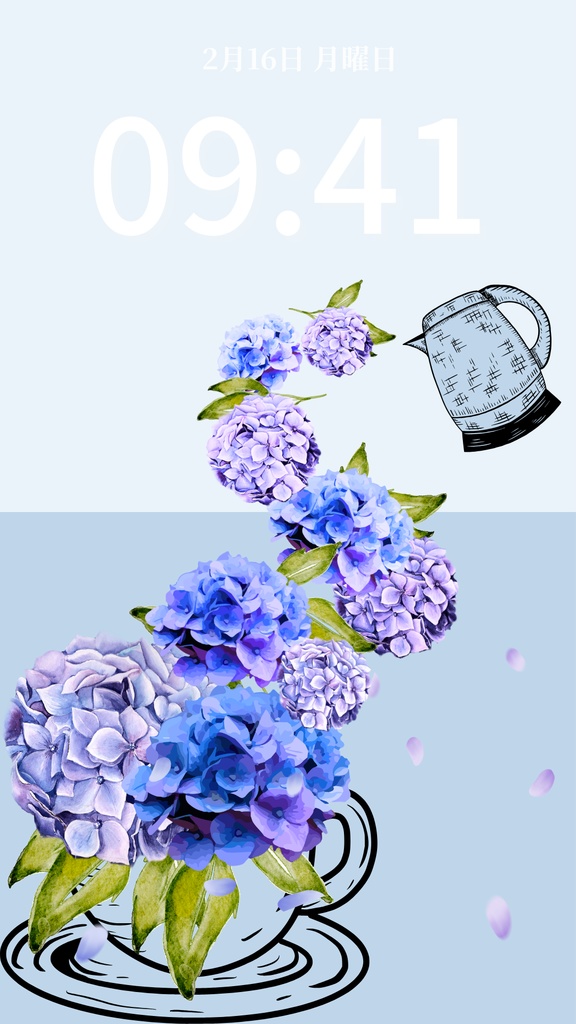 夏ティータイム|ミストブルー|夏のスマートフォン壁紙(Season Series)
