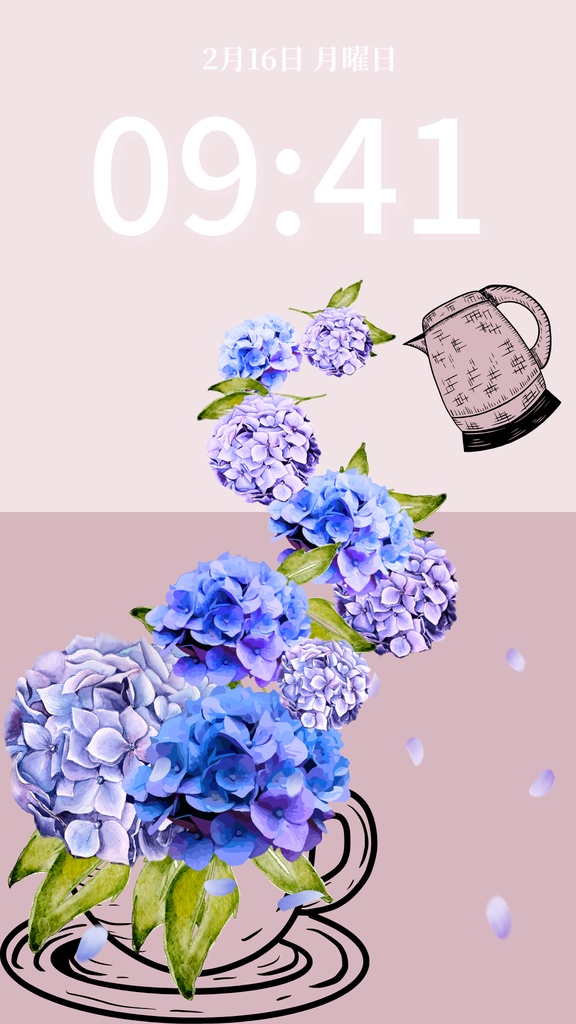 夏ティータイム|ダスティピンク|夏のスマートフォン壁紙(Season Series)