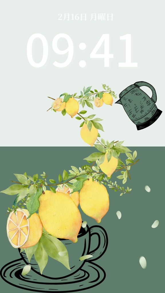 夏ティータイム|深みグリーン|夏のスマートフォン壁紙(Season Series)