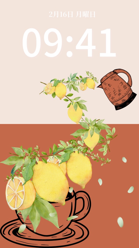 夏ティータイム|テラコッタ|夏のスマートフォン壁紙(Season Series)