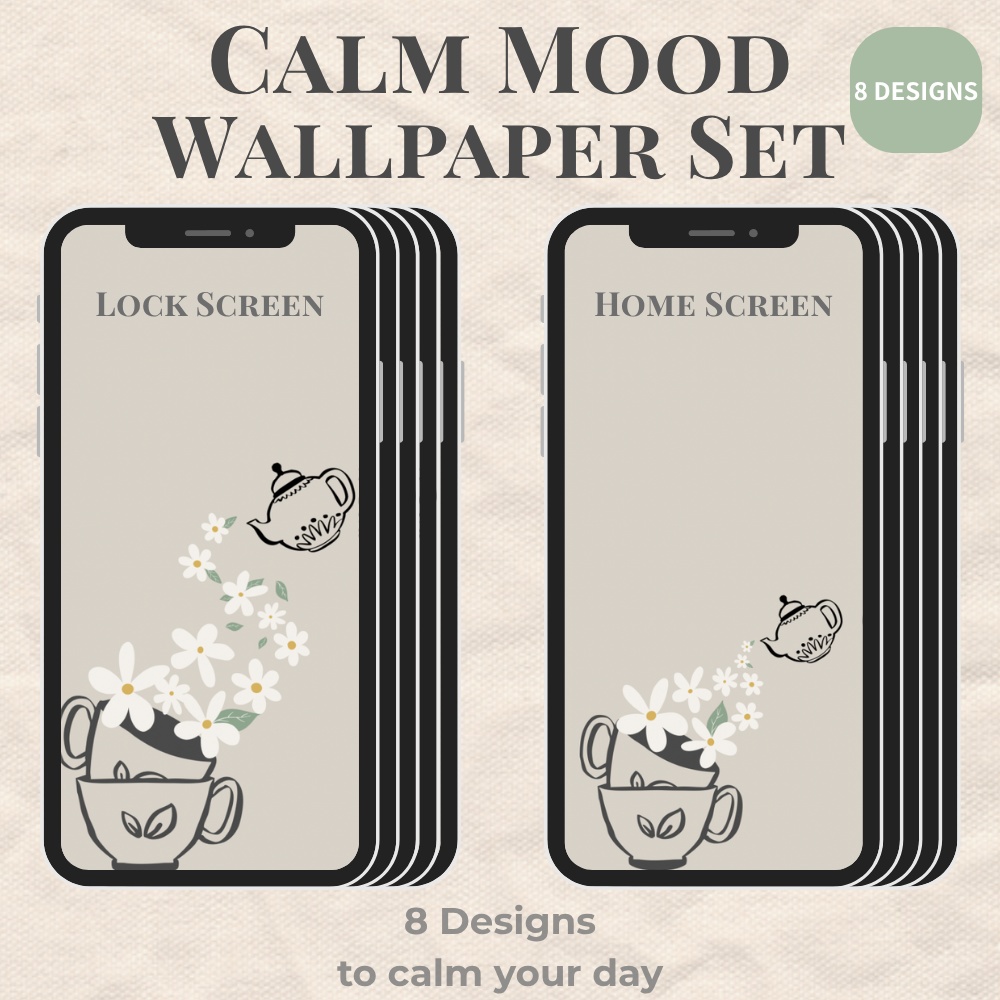 【16枚セット】Calm Mood - 癒やしのボタニカル壁紙セット（iPhone/Android対応）